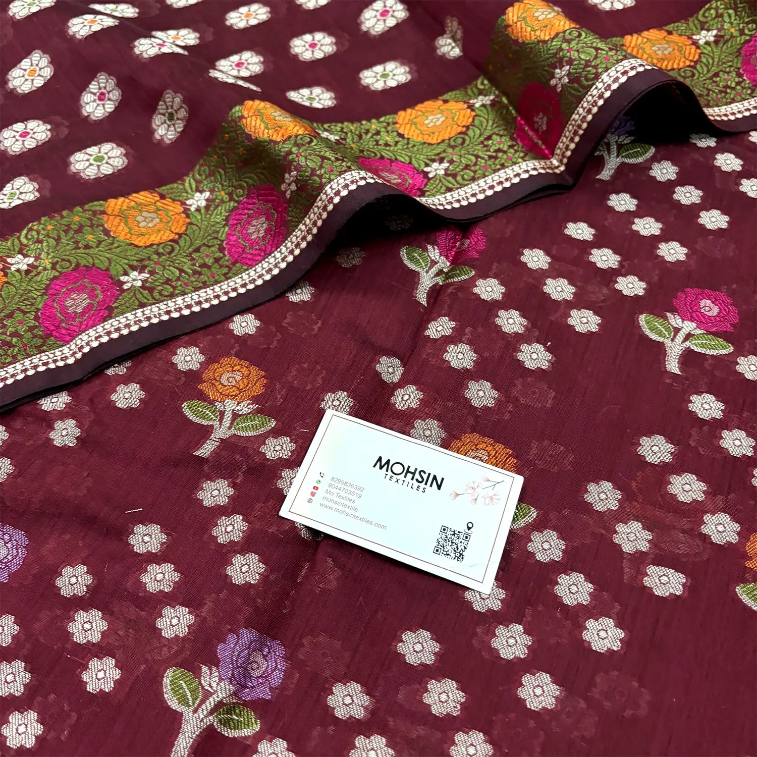 Maroon Resham Banarasi Silk Suit