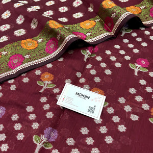 Maroon Resham Banarasi Silk Suit