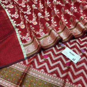Maroon Resham Banarasi Silk Suit