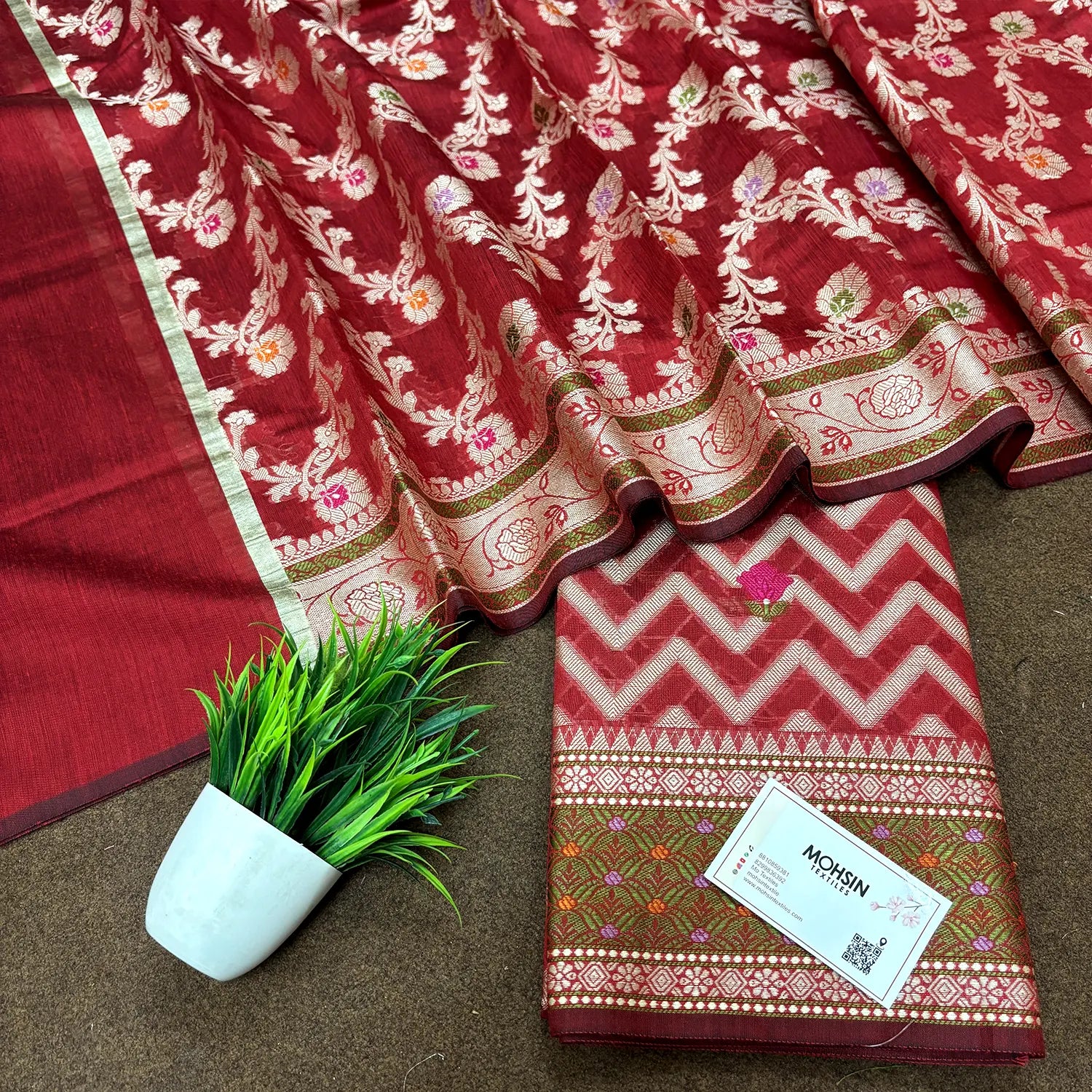 Maroon Resham Banarasi Silk Suit
