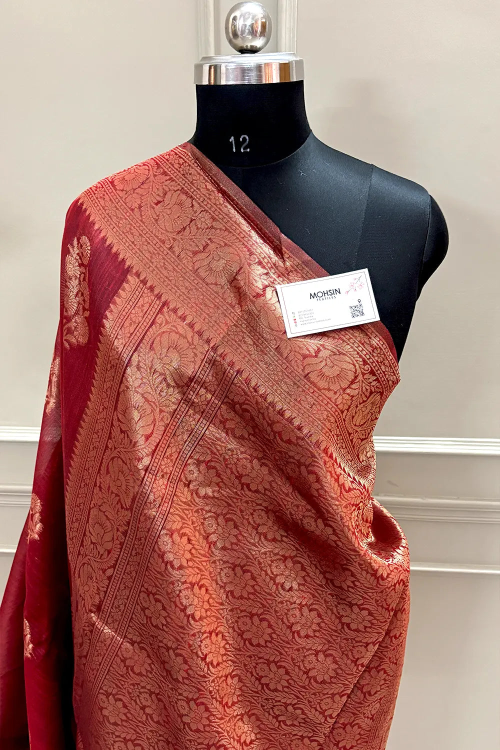 Maroon Resham Zari Cotton Silk Banarasi Saree