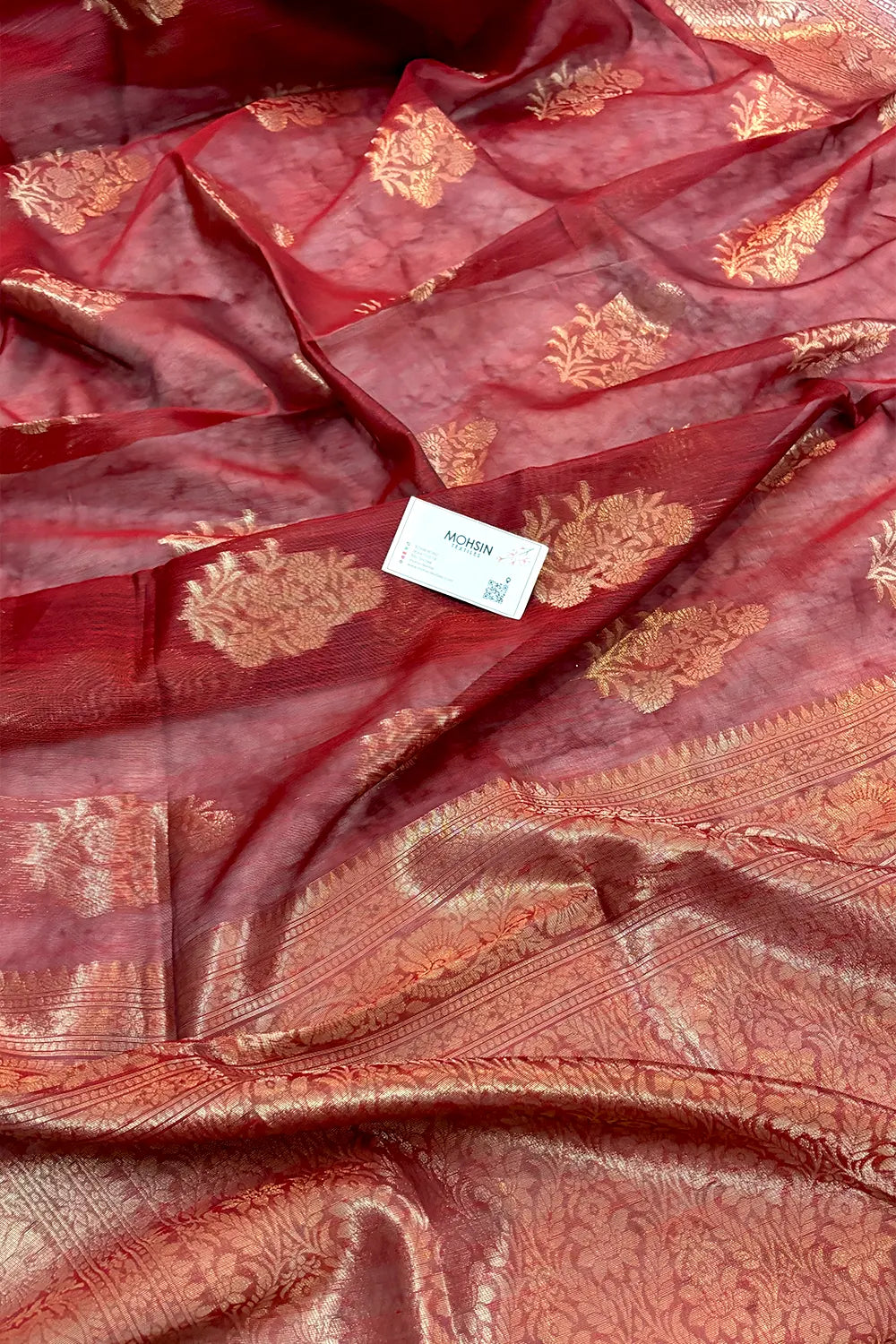 Maroon Resham Zari Cotton Silk Banarasi Saree
