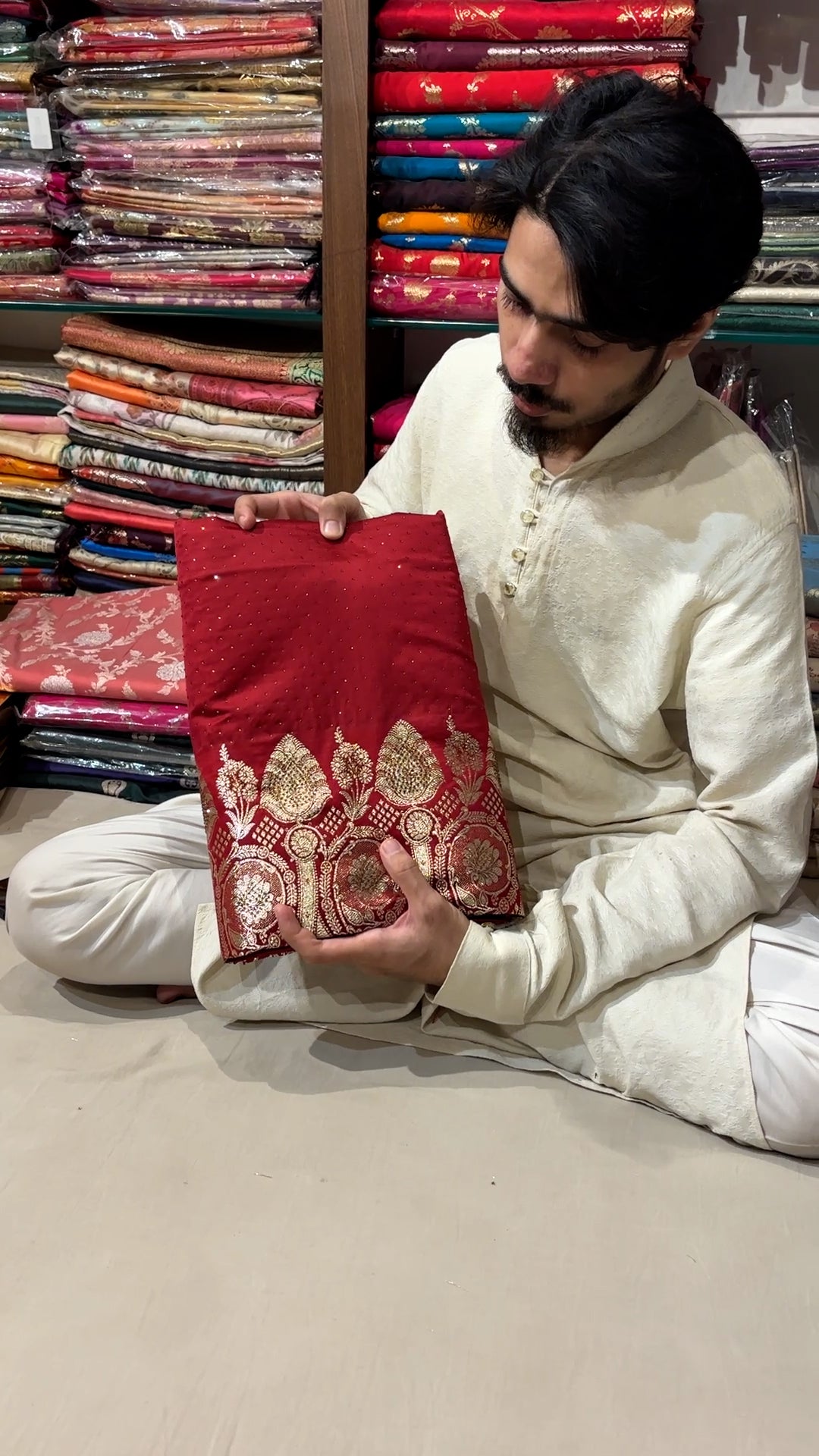 Maroon Royal Plain Swarovski Katan Silk Banarasi Saree