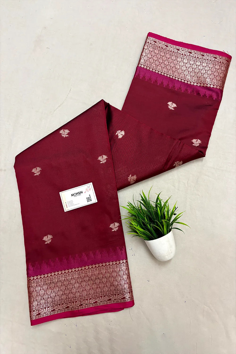 Maroon Semi Katan Silk Banarasi Saree