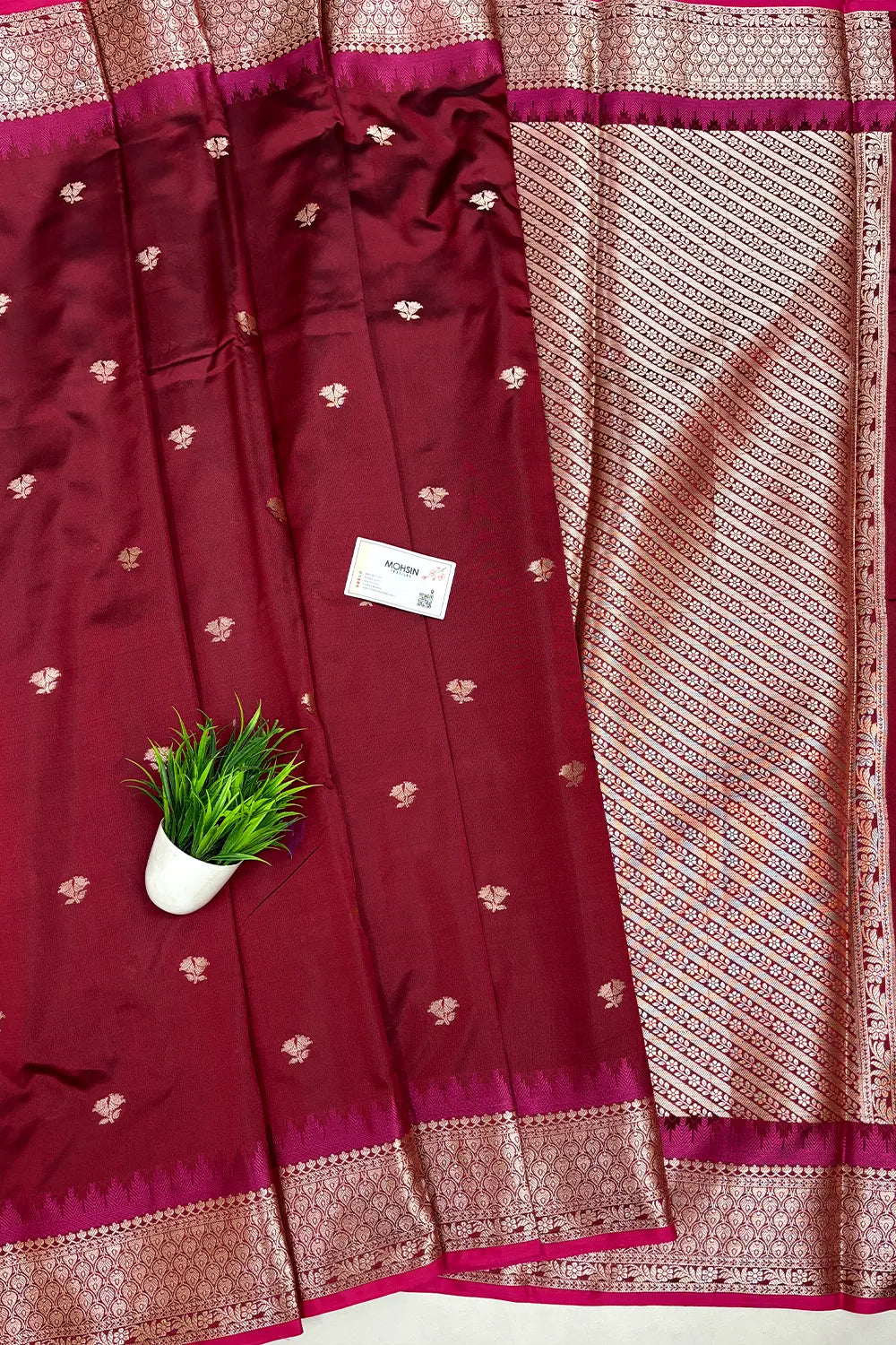 Maroon Semi Katan Silk Banarasi Saree