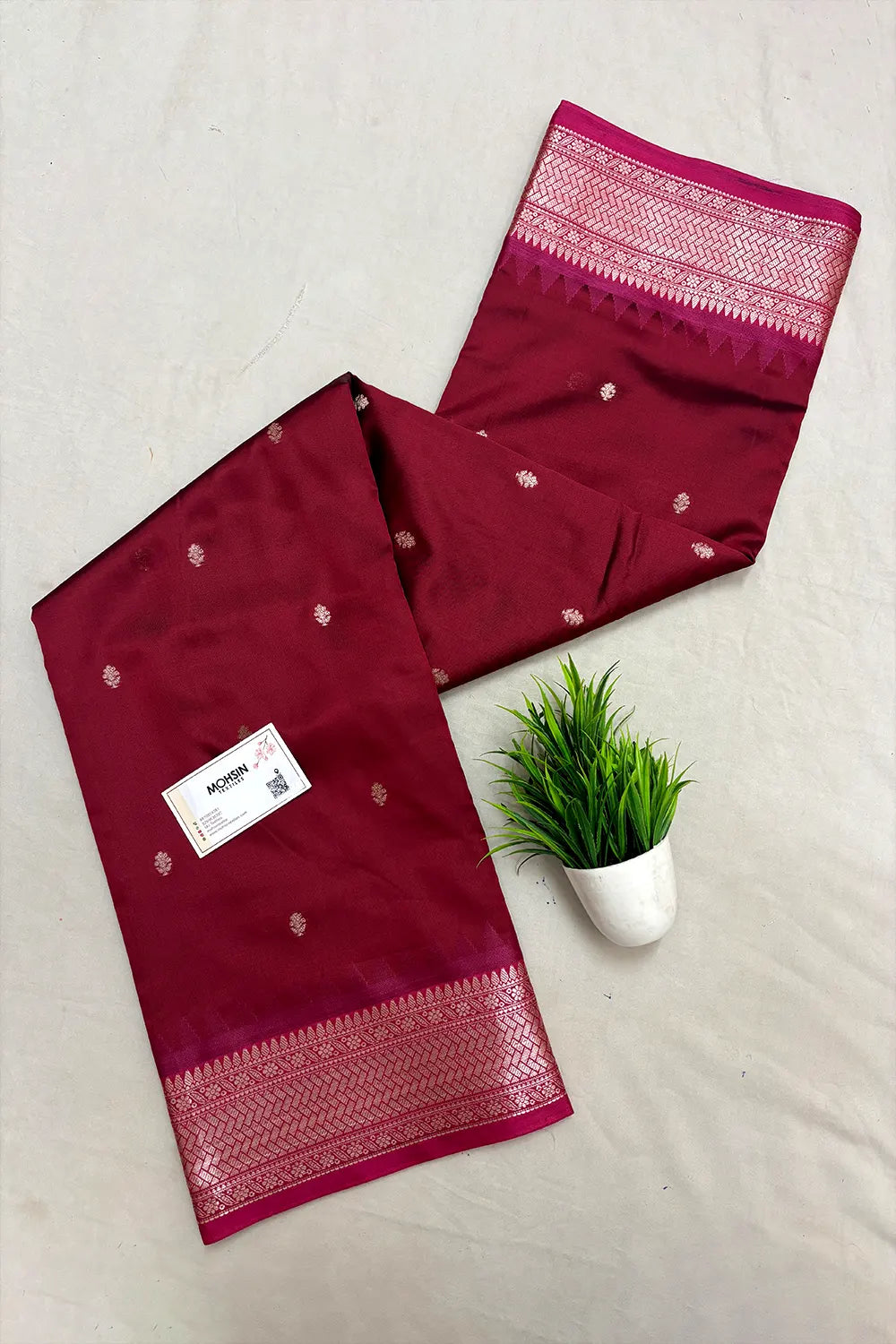 Maroon Semi Katan Silk Banarasi Saree