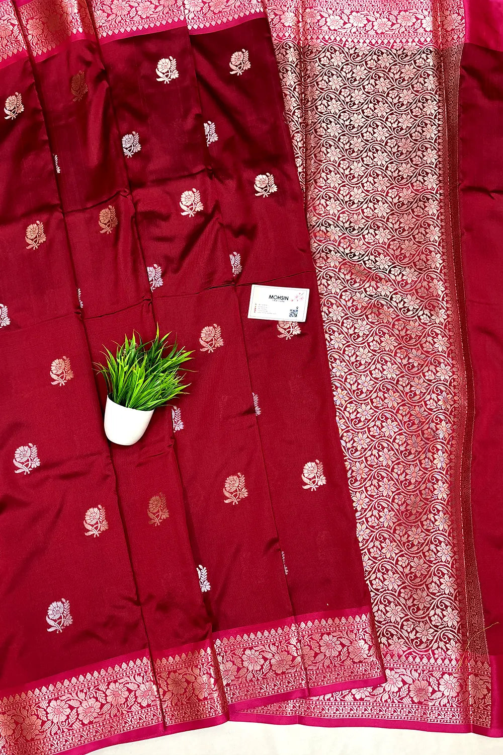 Maroon Semi Katan Silk Banarasi Saree