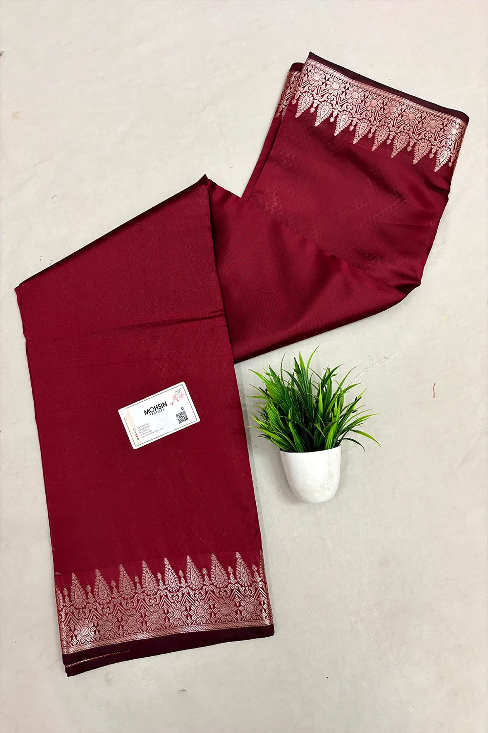 Maroon Semi Katan Silk Banarasi Saree