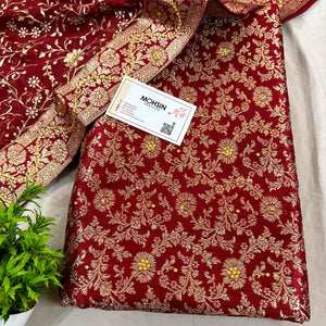 Maroon Stone Work Kimkhab Silk Banarasi Gharara
