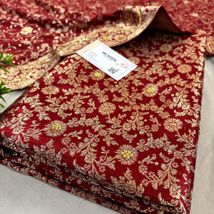 Maroon Stone Work Kimkhab Silk Banarasi Gharara