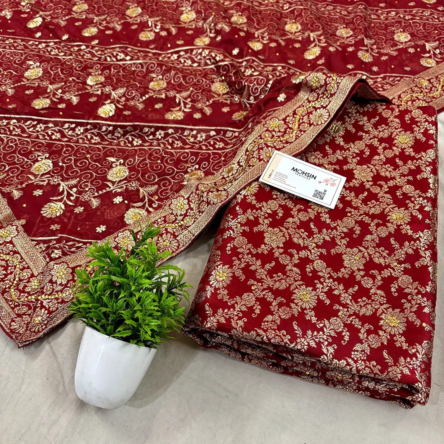 Maroon Stone Work Kimkhab Silk Banarasi Gharara