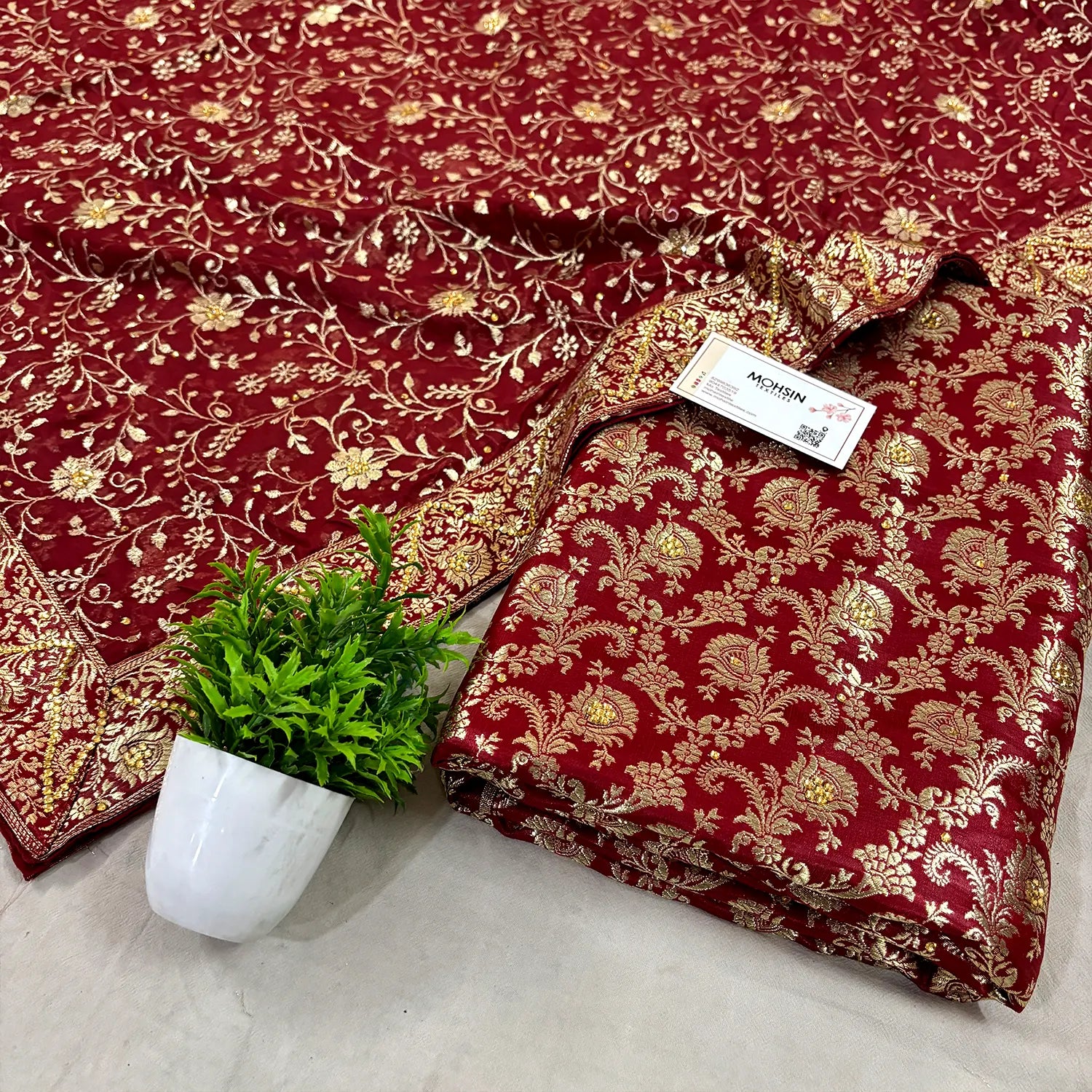 Maroon Stone Work Kimkhab Silk Banarasi Gharara