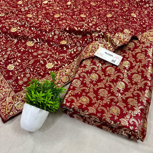 Maroon Stone Work Kimkhab Silk Banarasi Gharara