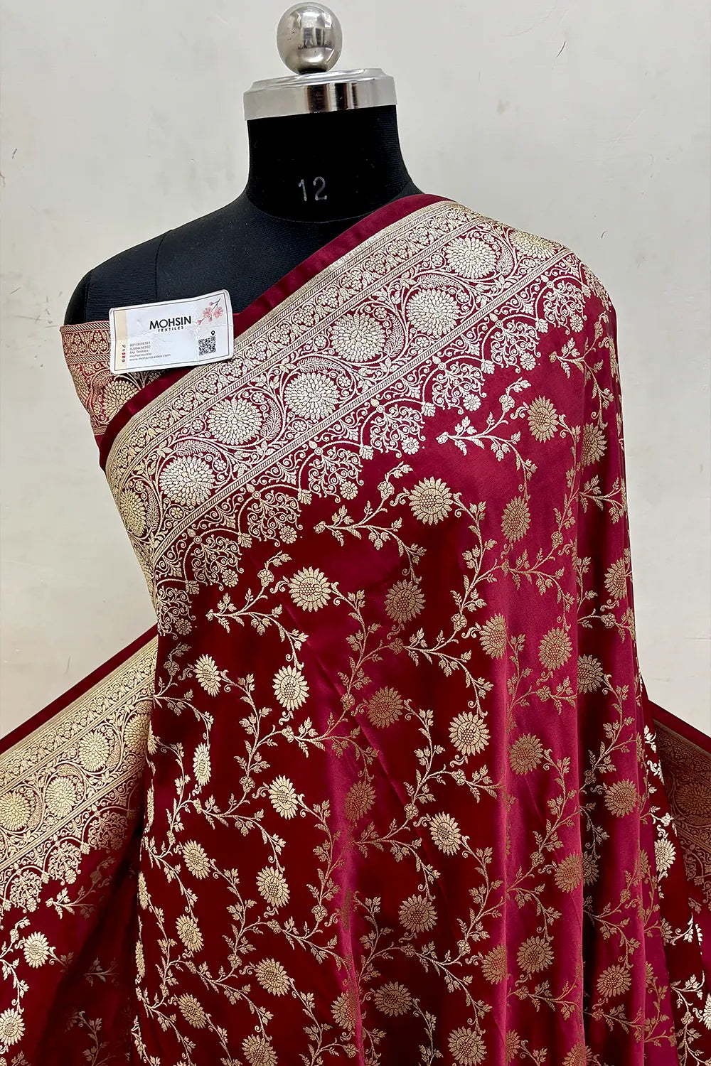 Maroon Surajmukhi Jaal Katan Silk Banarasi Saree