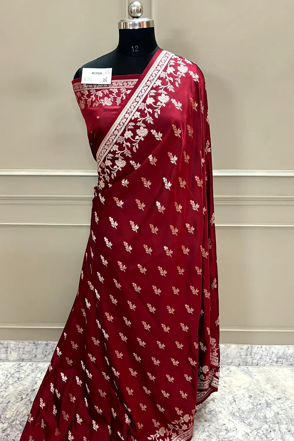 Maroon Tejo Katan Silk Banarasi Saree