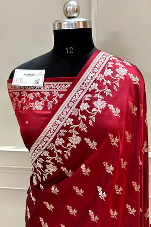 Maroon Tejo Katan Silk Banarasi Saree