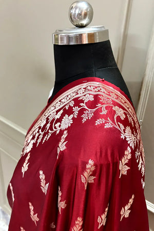 Maroon Tejo Katan Silk Banarasi Saree