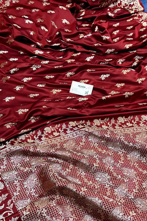 Maroon Tejo Katan Silk Banarasi Saree