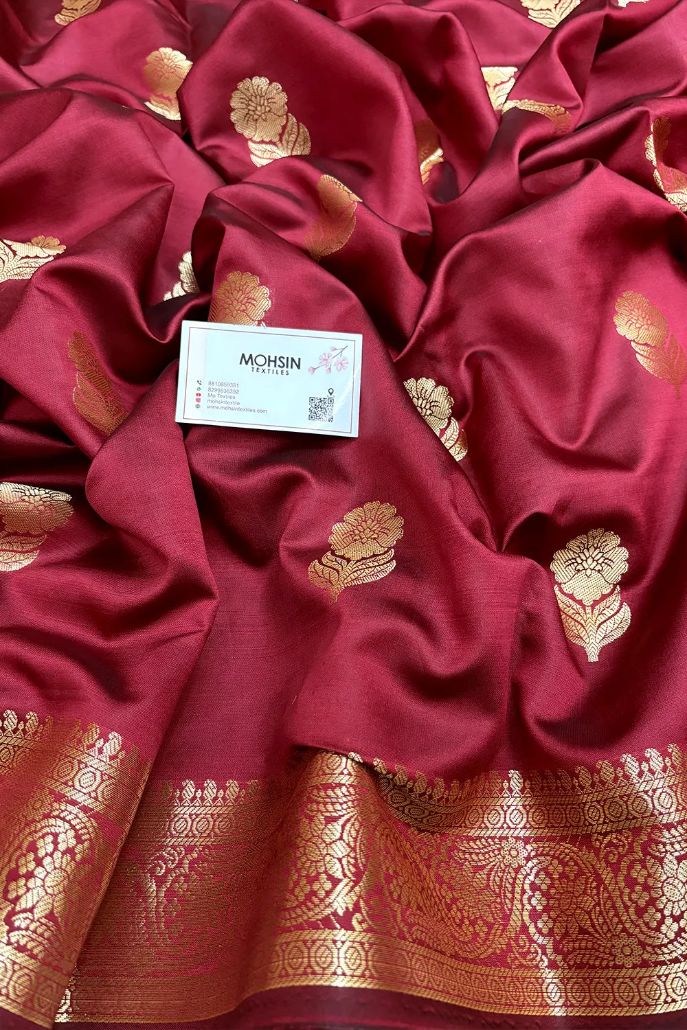 Maroon Tilismi Kalli Semi Katan Silk Banarasi Saree