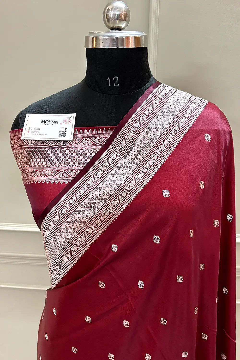 Maroon Wazir Buti Katan Silk Banarasi Saree
