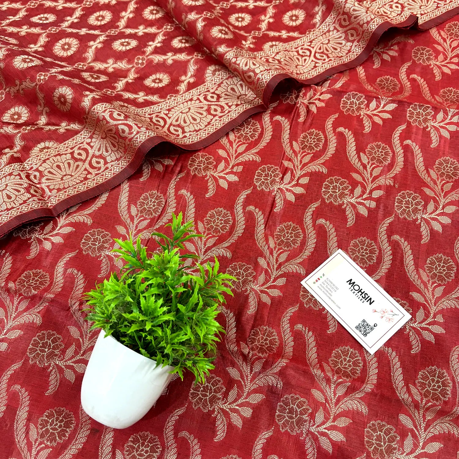 Maroon Yoga Jaal Cotton Silk Banarasi Suit
