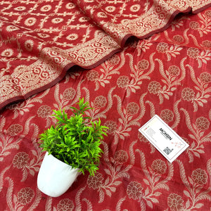 Maroon Yoga Jaal Cotton Silk Banarasi Suit