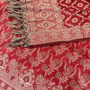 Maroon Yoga Jaal Cotton Silk Banarasi Suit