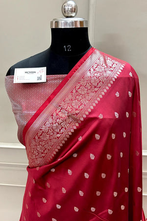 Maroon Zari Banarasi Silk Saree