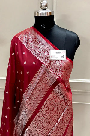 Maroon Zari Banarasi Silk Saree