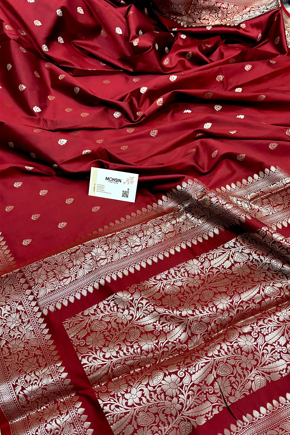 Maroon Zari Banarasi Silk Saree