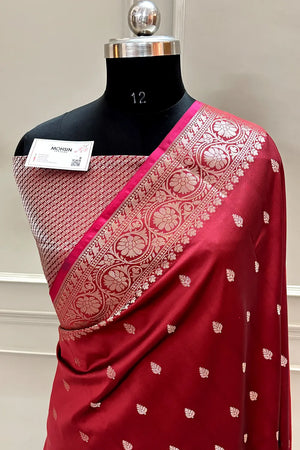 Maroon Zari Banarasi Silk Saree