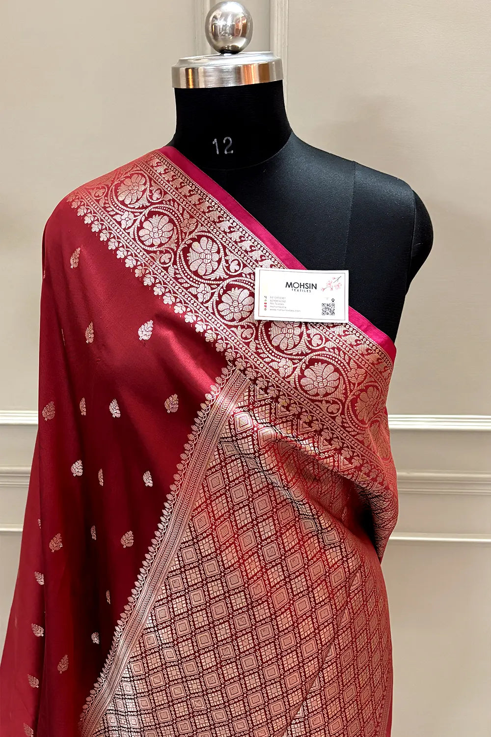Maroon Zari Banarasi Silk Saree