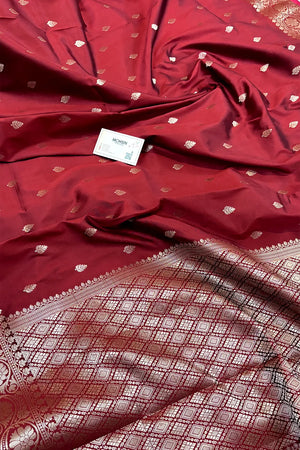 Maroon Zari Banarasi Silk Saree