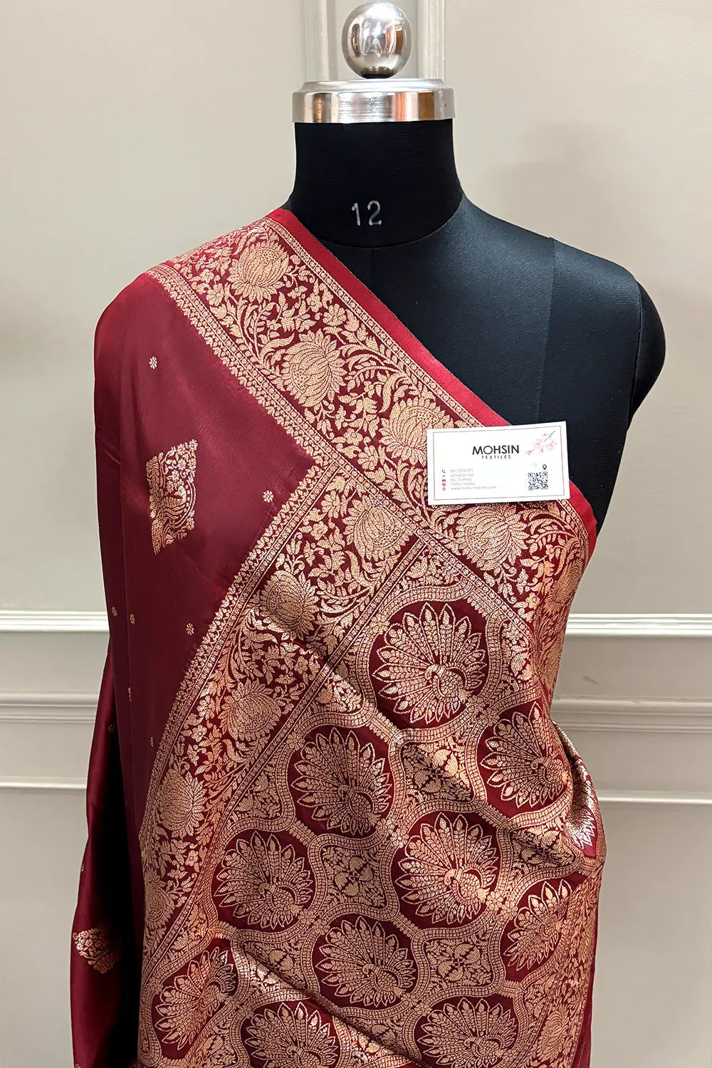 Maroon Zari Banarasi Silk Saree