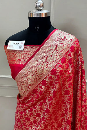 Maroon Zari Banarasi Silk Saree