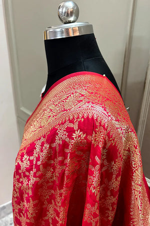 Maroon Zari Banarasi Silk Saree