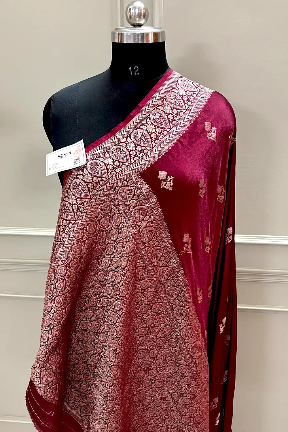 Maroon Zari Georgette Silk Banarasi Saree