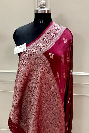Maroon Zari Georgette Silk Banarasi Saree