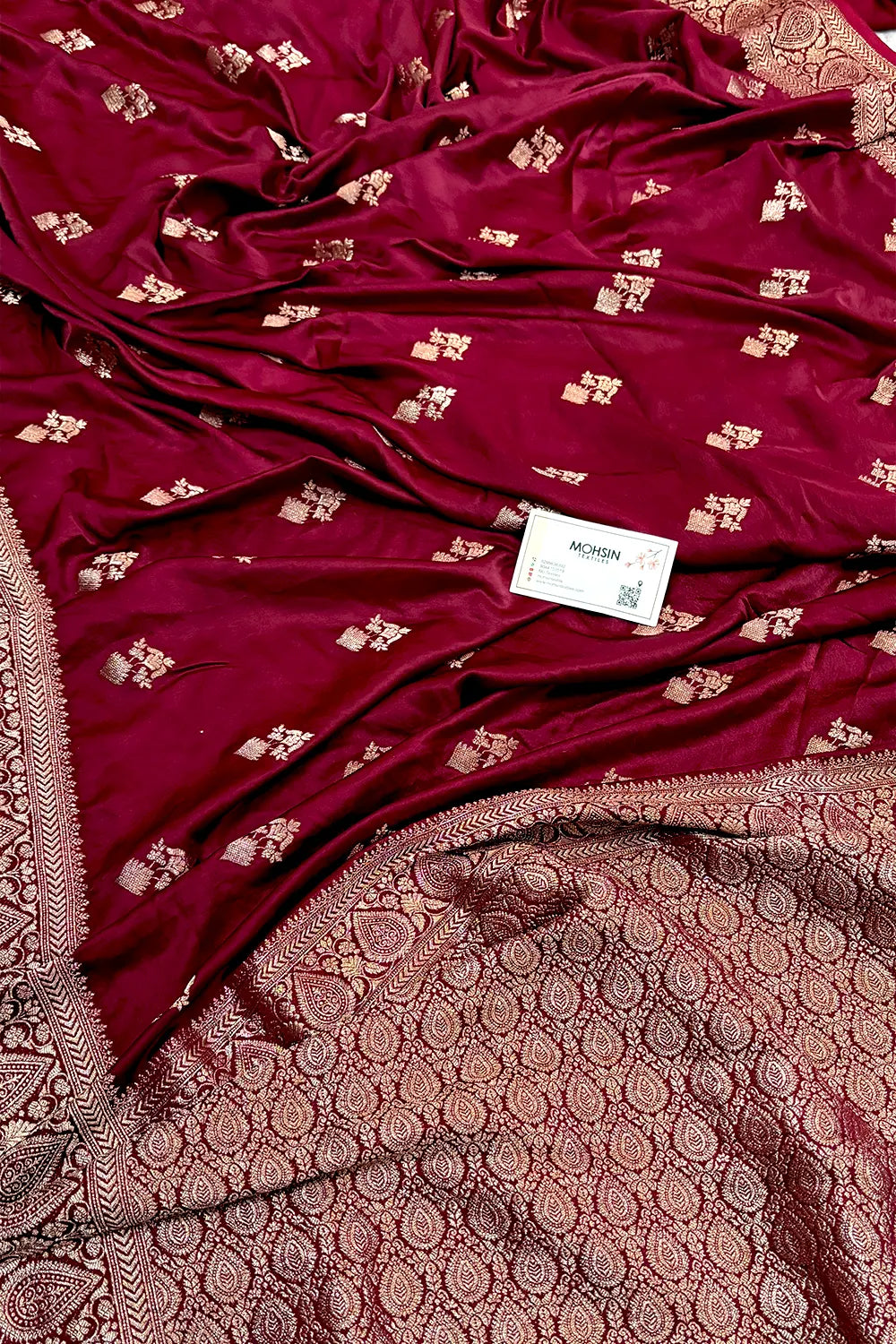 Maroon Zari Georgette Silk Banarasi Saree