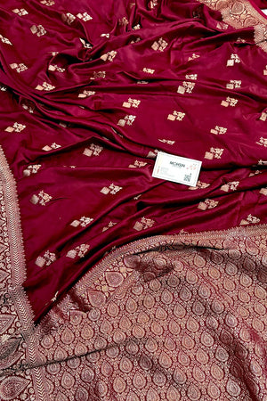 Maroon Zari Georgette Silk Banarasi Saree