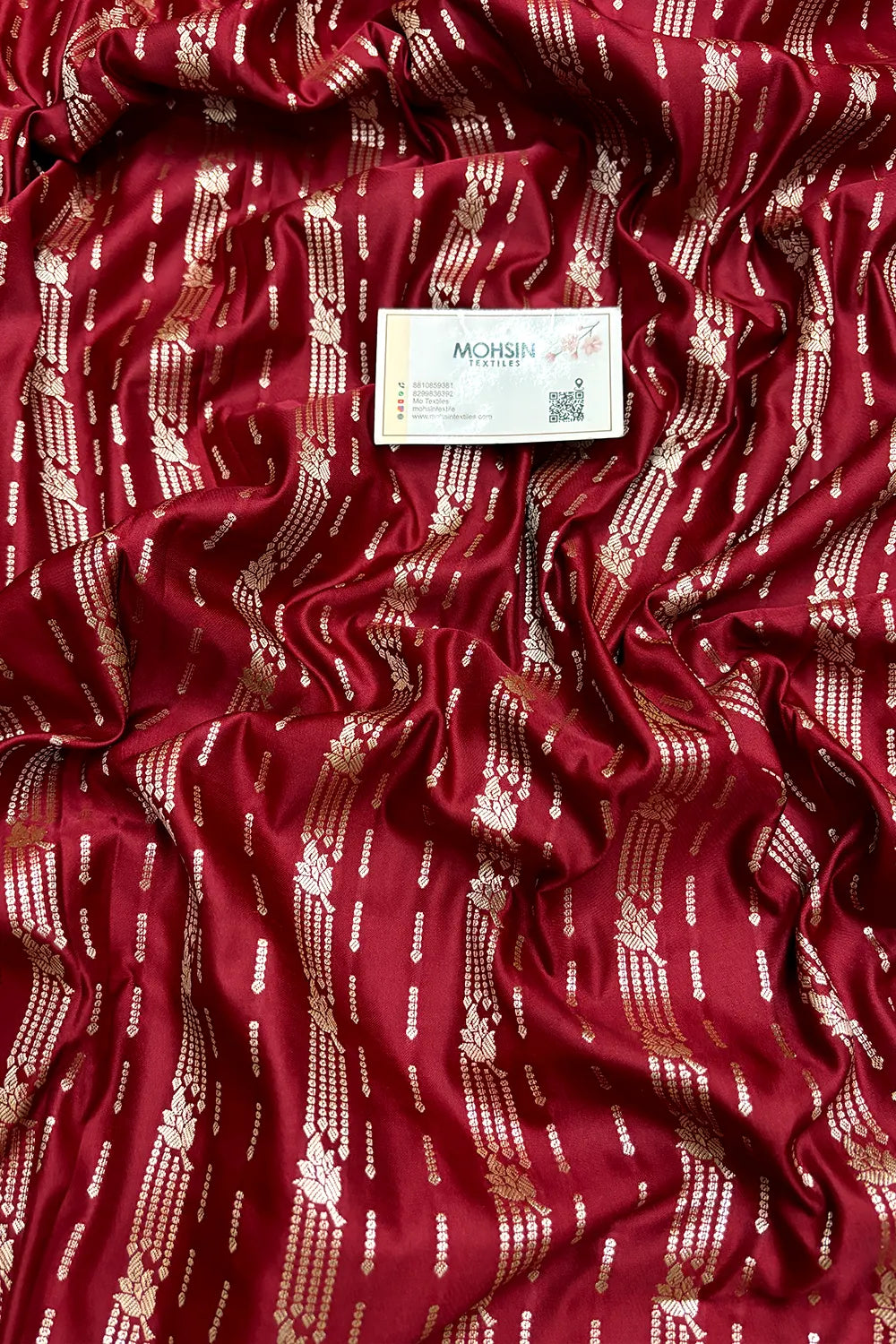 Maroon Zari Katan Mashru Silk Banarasi Saree