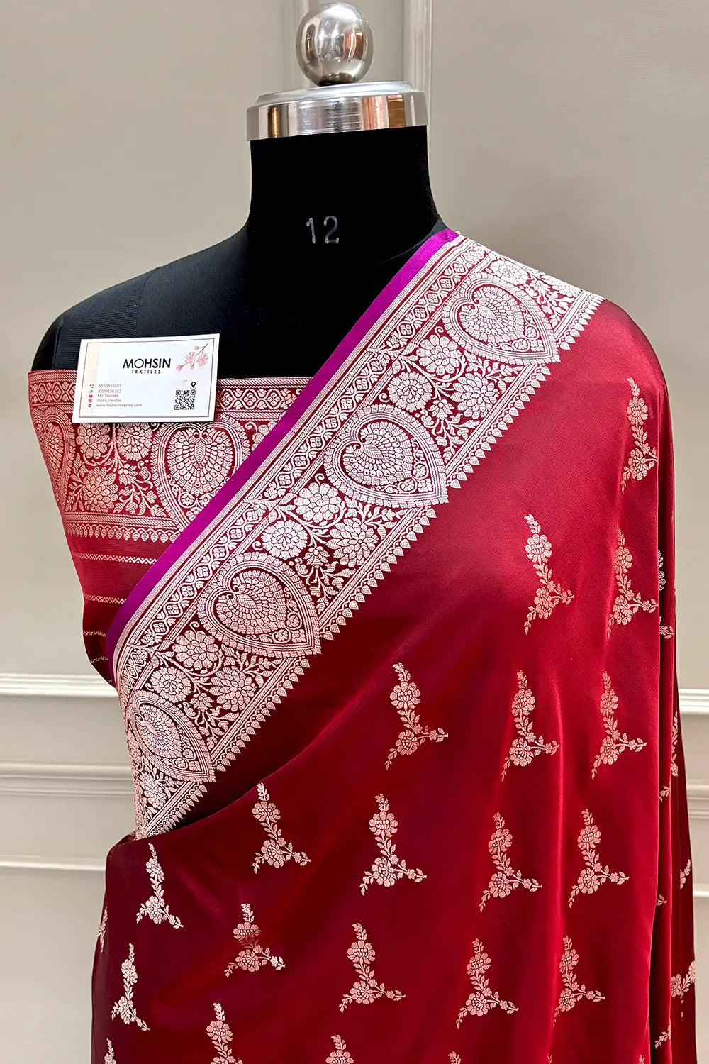 Maroon Zari Katan Silk Banarasi Saree
