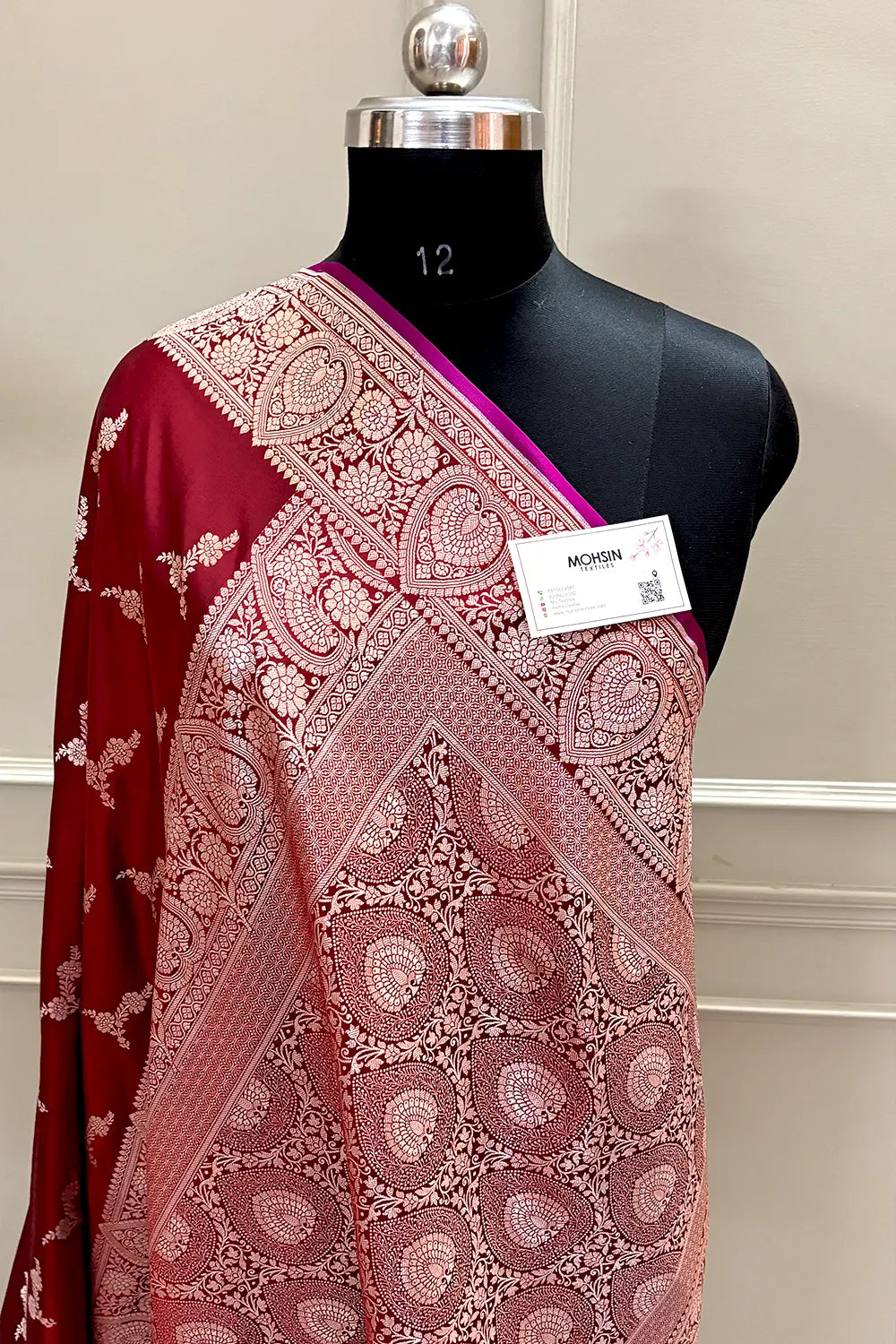 Maroon Zari Katan Silk Banarasi Saree