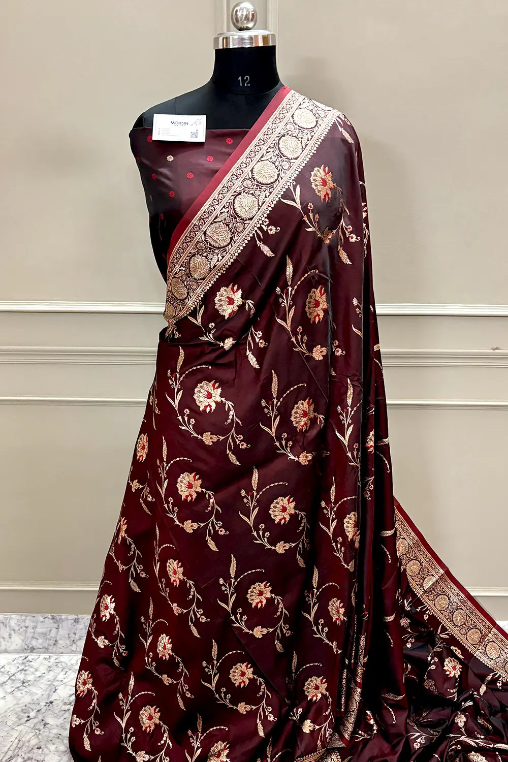 Maroon Zari Katan Silk Banarasi Saree