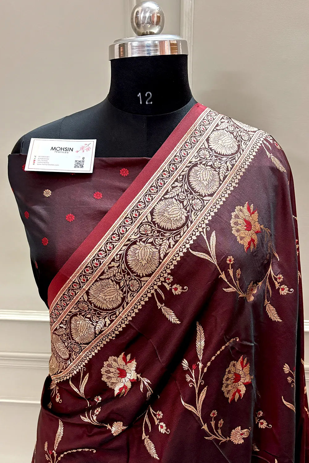 Maroon Zari Katan Silk Banarasi Saree