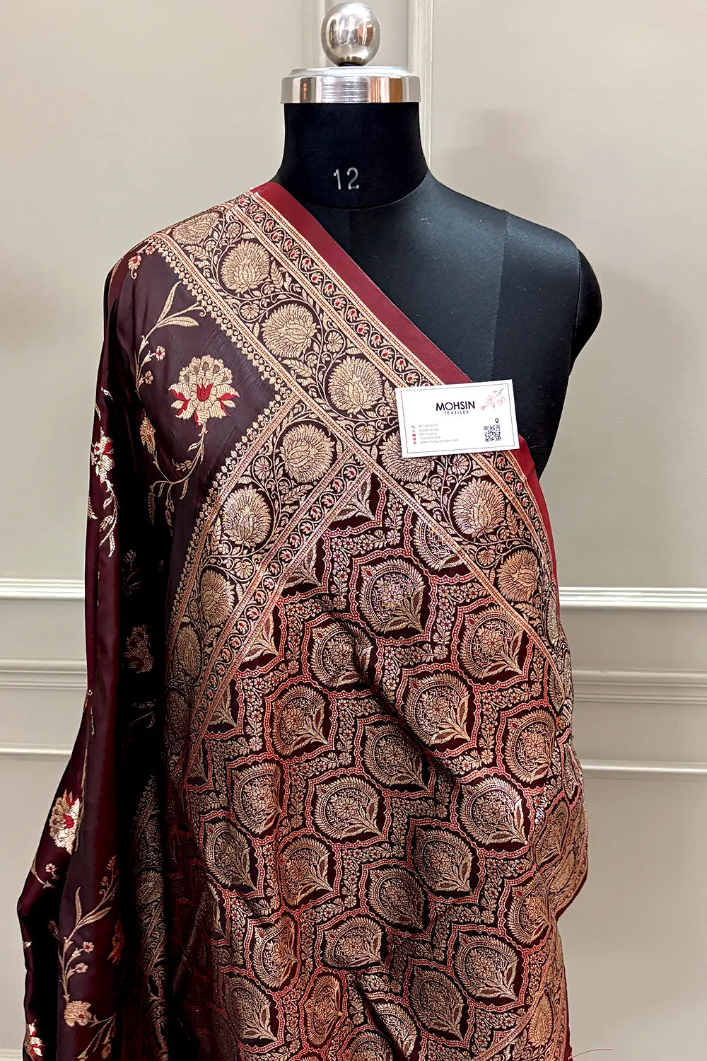 Maroon Zari Katan Silk Banarasi Saree