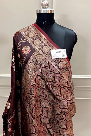 Maroon Zari Katan Silk Banarasi Saree