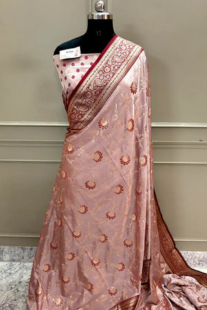 Maroon Zari Katan Silk Banarasi Saree