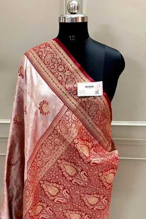 Maroon Zari Katan Silk Banarasi Saree