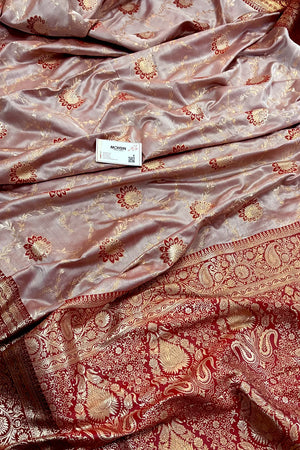 Maroon Zari Katan Silk Banarasi Saree